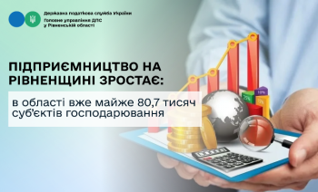 Підприємництво на Рівненщині зростає: в області вже майже 80,7 тисяч платників податків