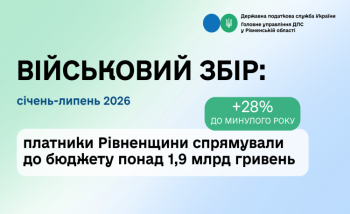 Військовий збір: за сім місяців платники Рівненщини спрямували до бюджету понад 1,9 млрд гривень