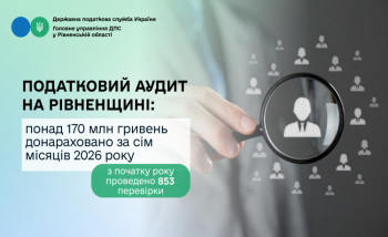 Податковий аудит на Рівненщині: понад 170 млн грн донарахувань за сім місяців 2026 року