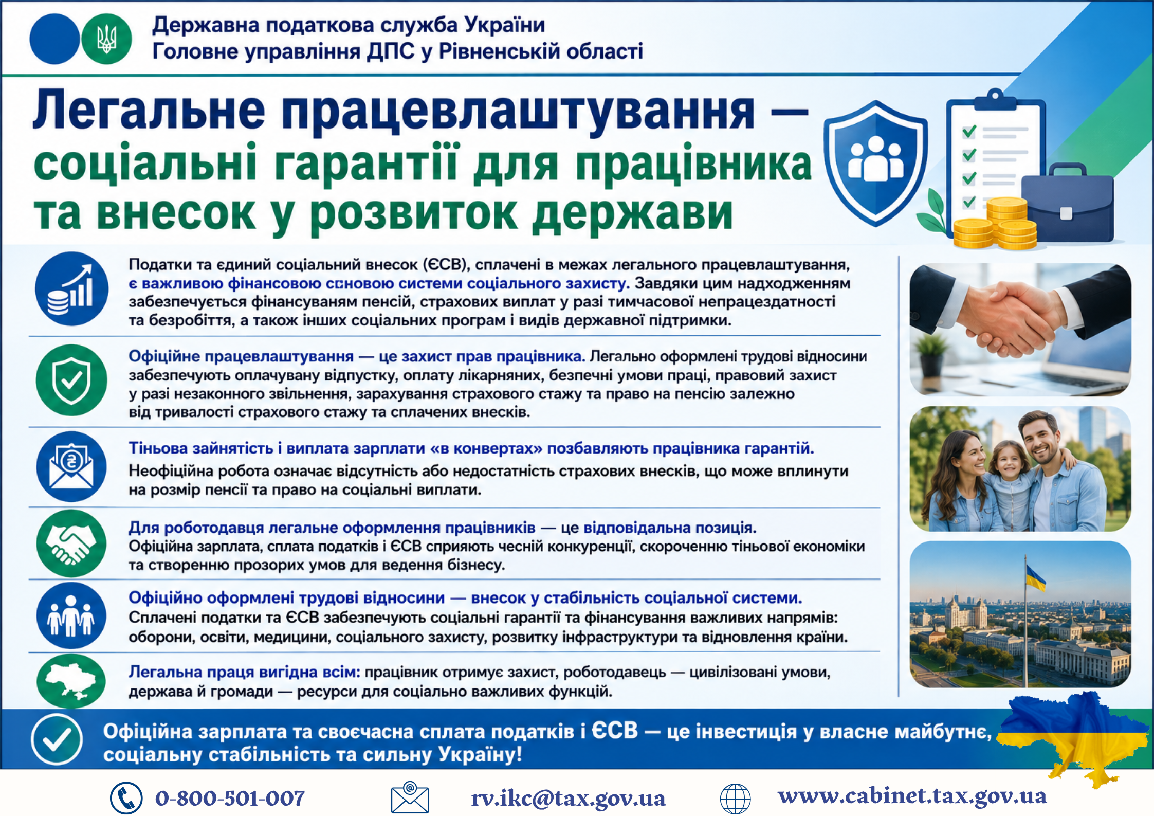 Легальне працевлаштування — соціальні гарантії для працівника та внесок у розвиток держави