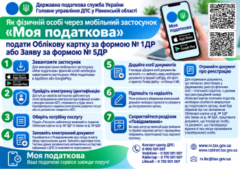 Як фізичній особі через мобільний застосунок «Моя податкова» подати Облікову картку за формою № 1ДР або Заяву за формою № 5ДР 